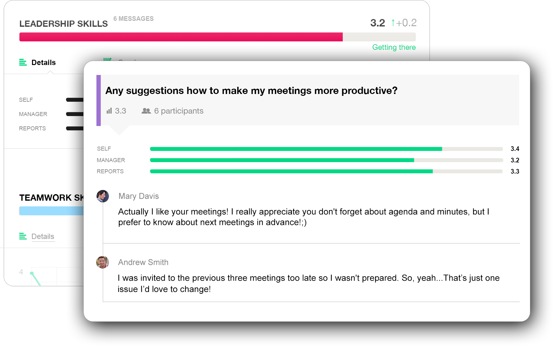 Real-time feedback between colleagues